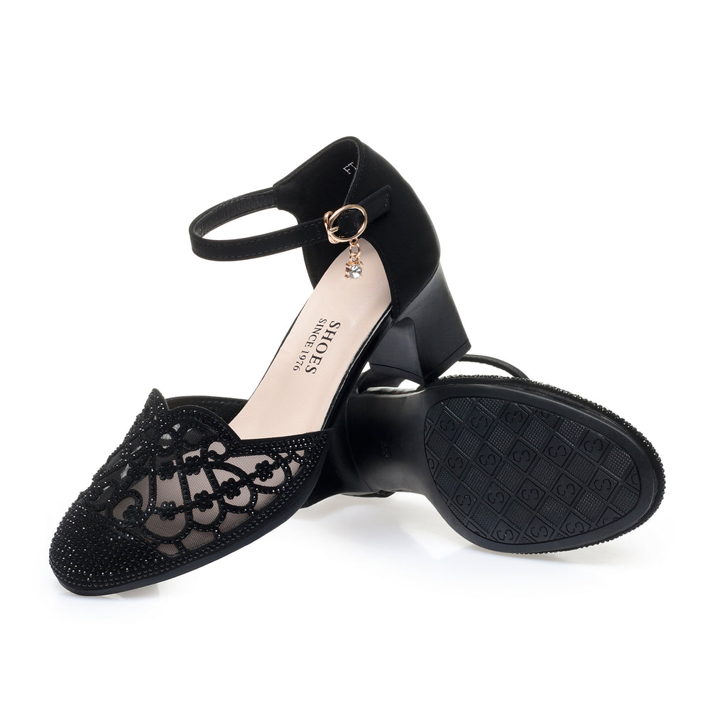 CUSHHIDE Women's Mesh Heeled Sandals with Buckle Strap