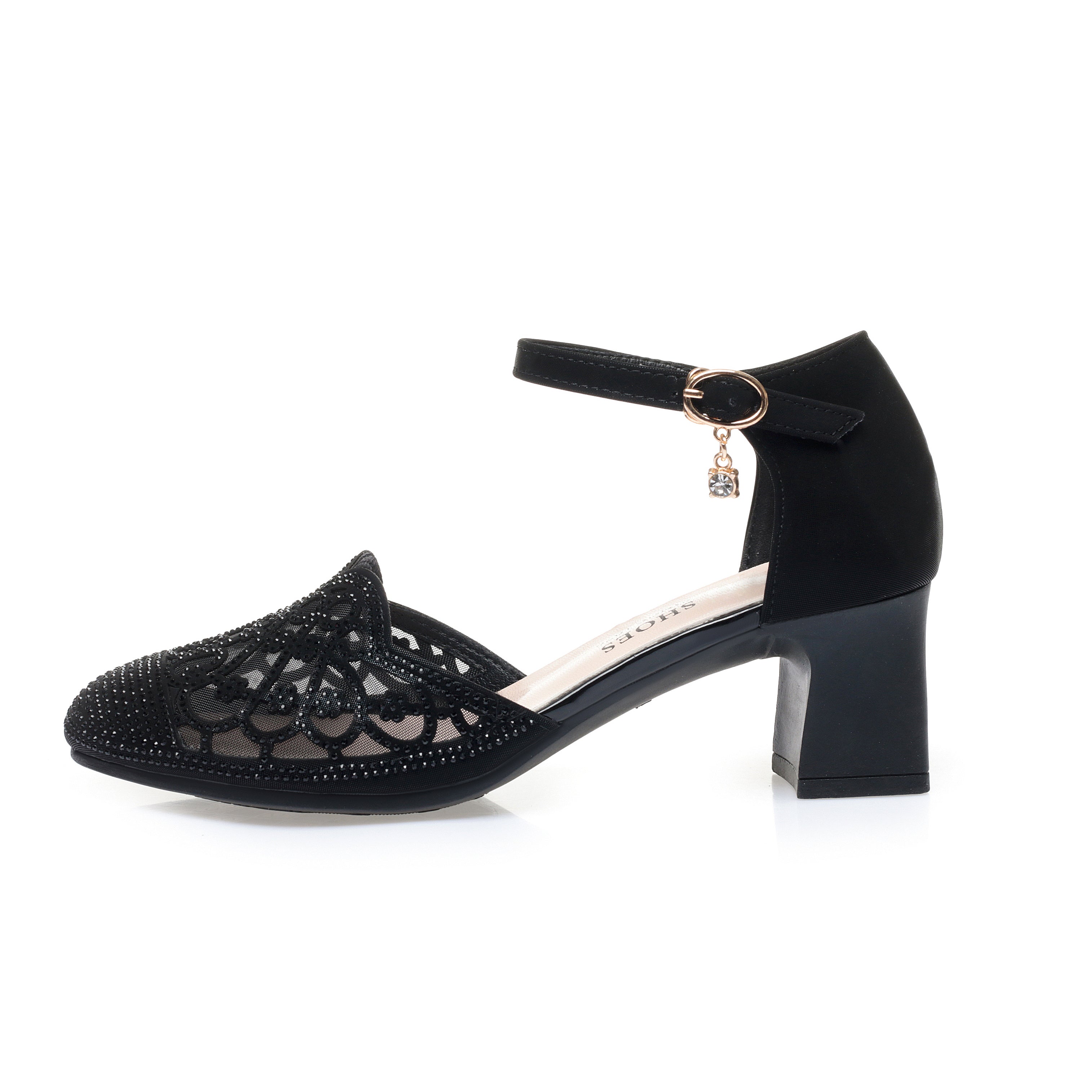 CUSHHIDE Women's Mesh Heeled Sandals with Buckle Strap