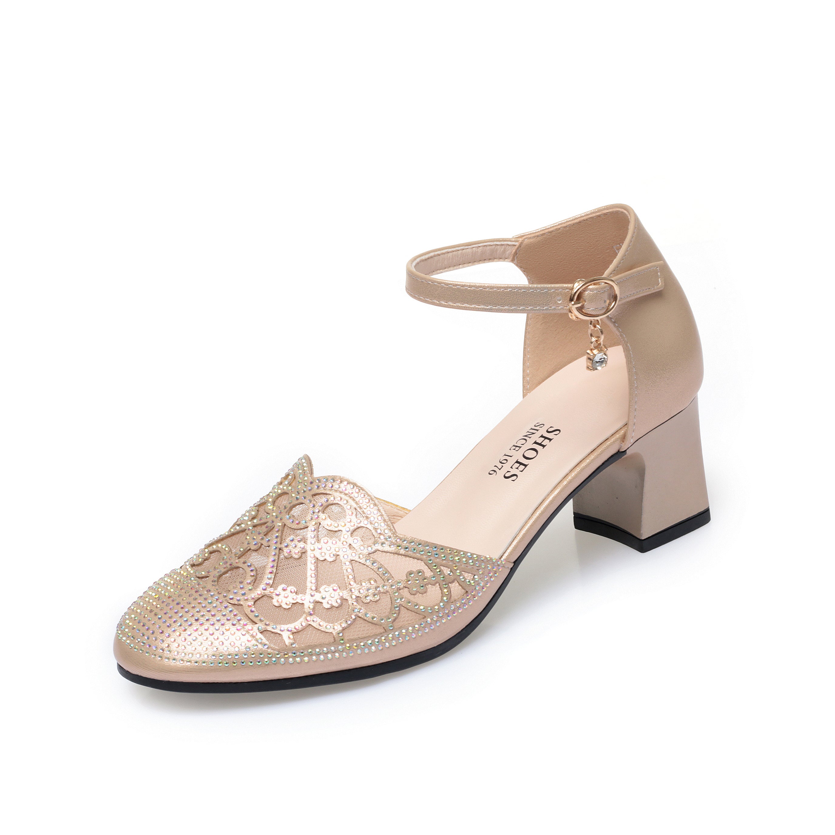 CUSHHIDE Women's Mesh Heeled Sandals with Buckle Strap