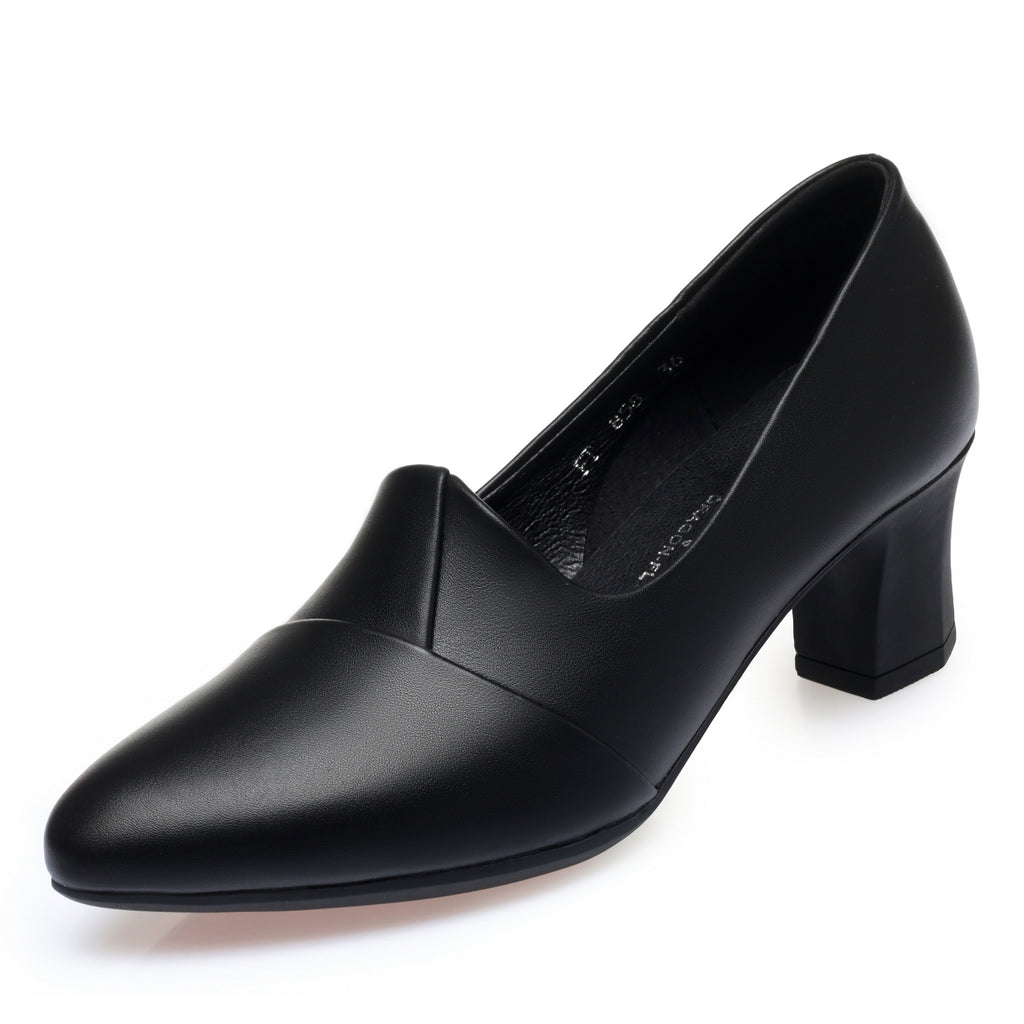 CUSHHIDE Women's Classic Block Heel Pumps, 2.2-Inch Heel