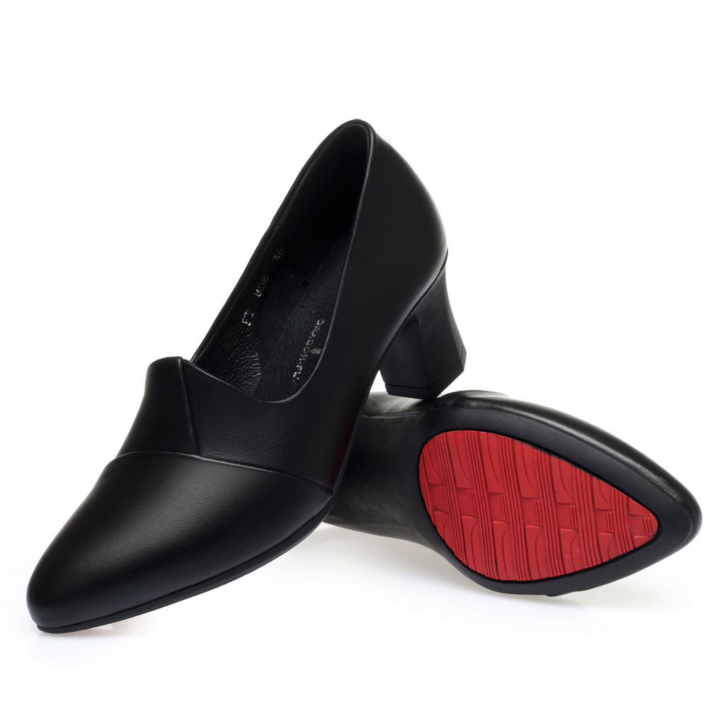 CUSHHIDE Women's Classic Block Heel Pumps, 2.2-Inch Heel