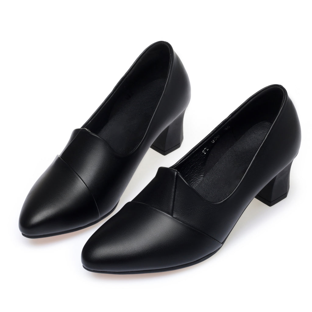 CUSHHIDE Women's Classic Block Heel Pumps, 2.2-Inch Heel