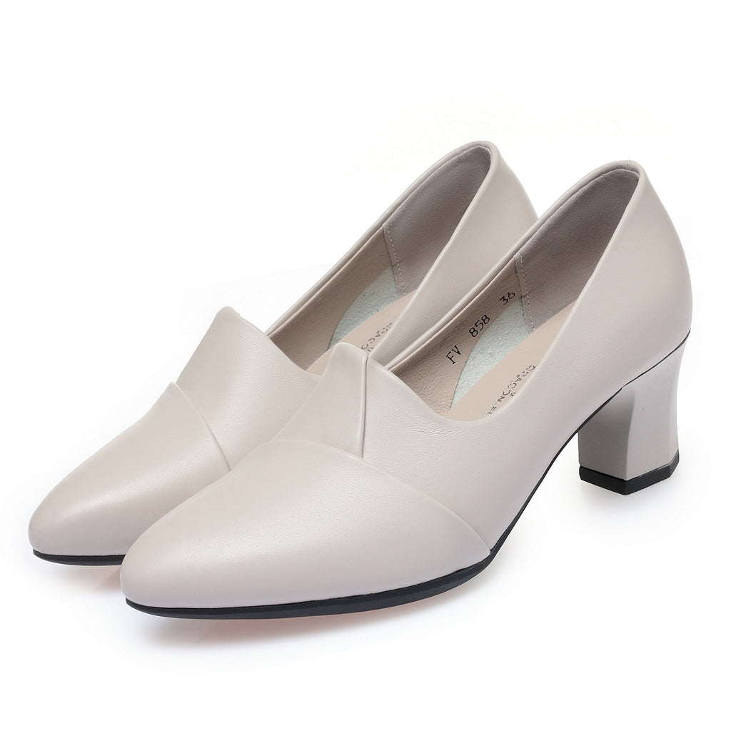 CUSHHIDE Women's Classic Block Heel Pumps, 2.2-Inch Heel