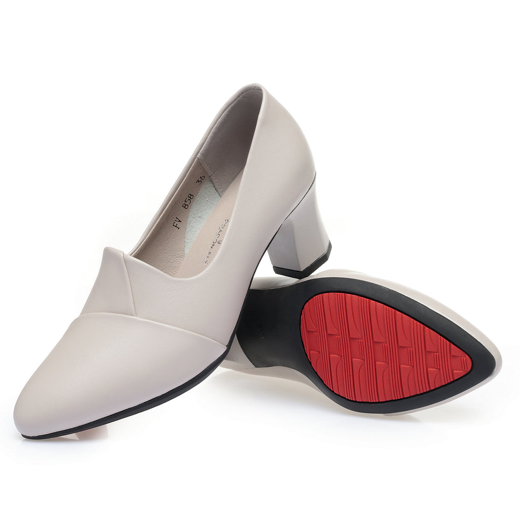 CUSHHIDE Women's Classic Block Heel Pumps, 2.2-Inch Heel
