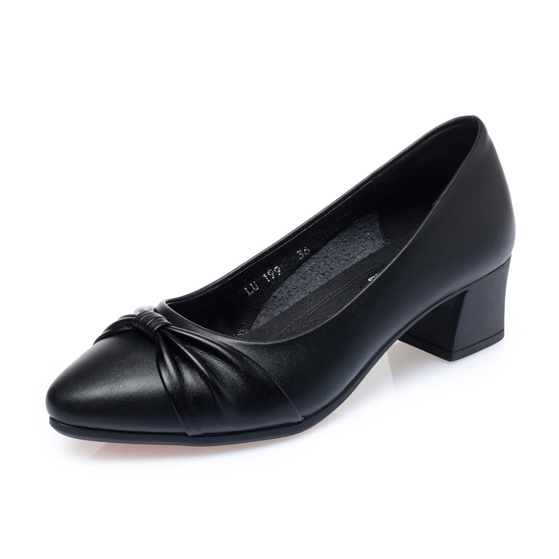 CUSHHIDE Women's Bow Block Heel Pumps, 1.8-Inch Heel