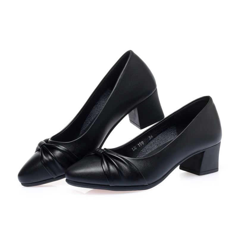 CUSHHIDE Women's Bow Block Heel Pumps, 1.8-Inch Heel