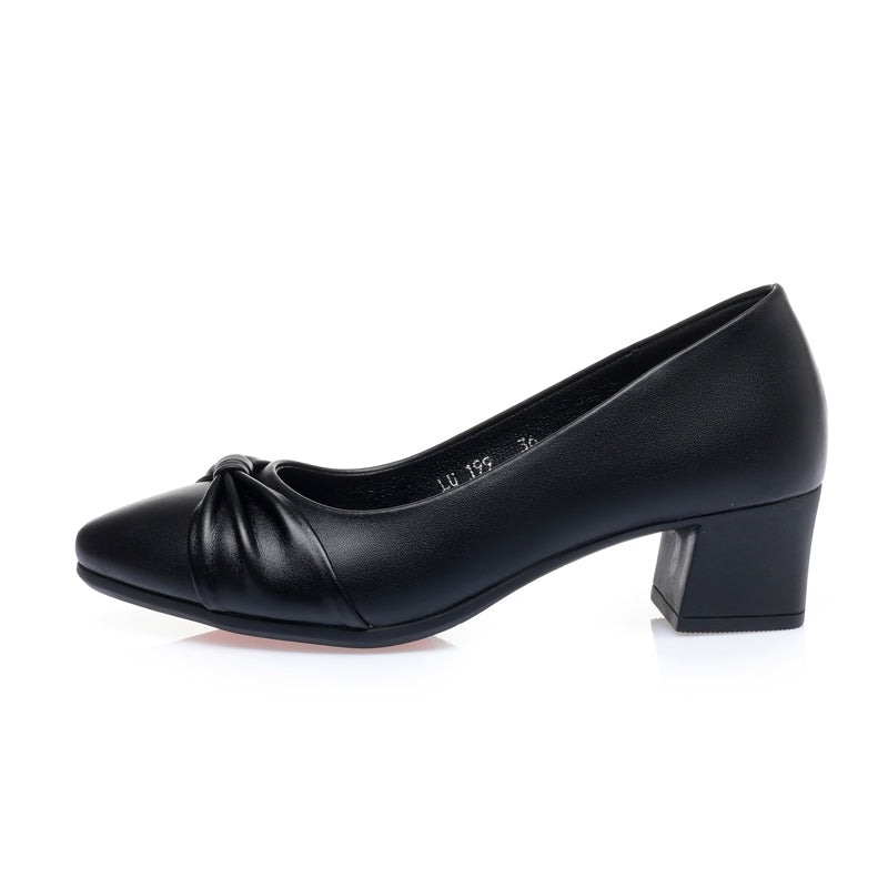 CUSHHIDE Women's Bow Block Heel Pumps, 1.8-Inch Heel