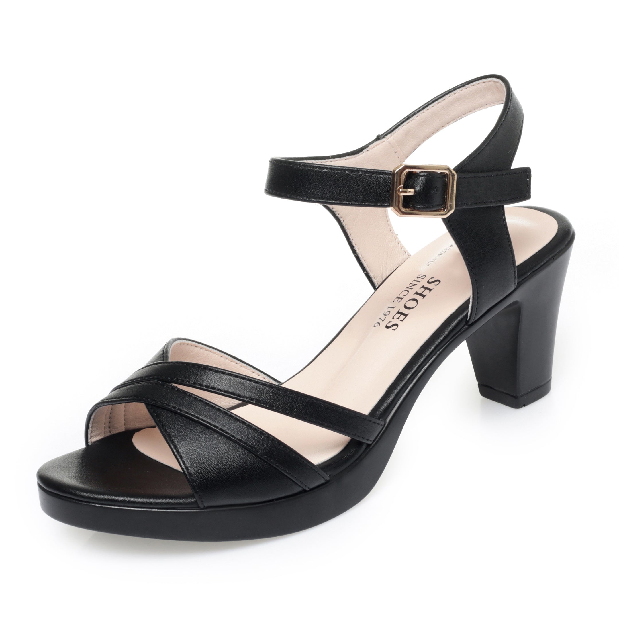 CUSHHIDE Women's Classic Heeled Sandals with Buckle Strap, 2.6-3.1-Inch Heel