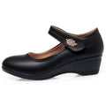 CUSHHIDE Women's Wedge Shoes with Metal Buckle and Adjustable Strap