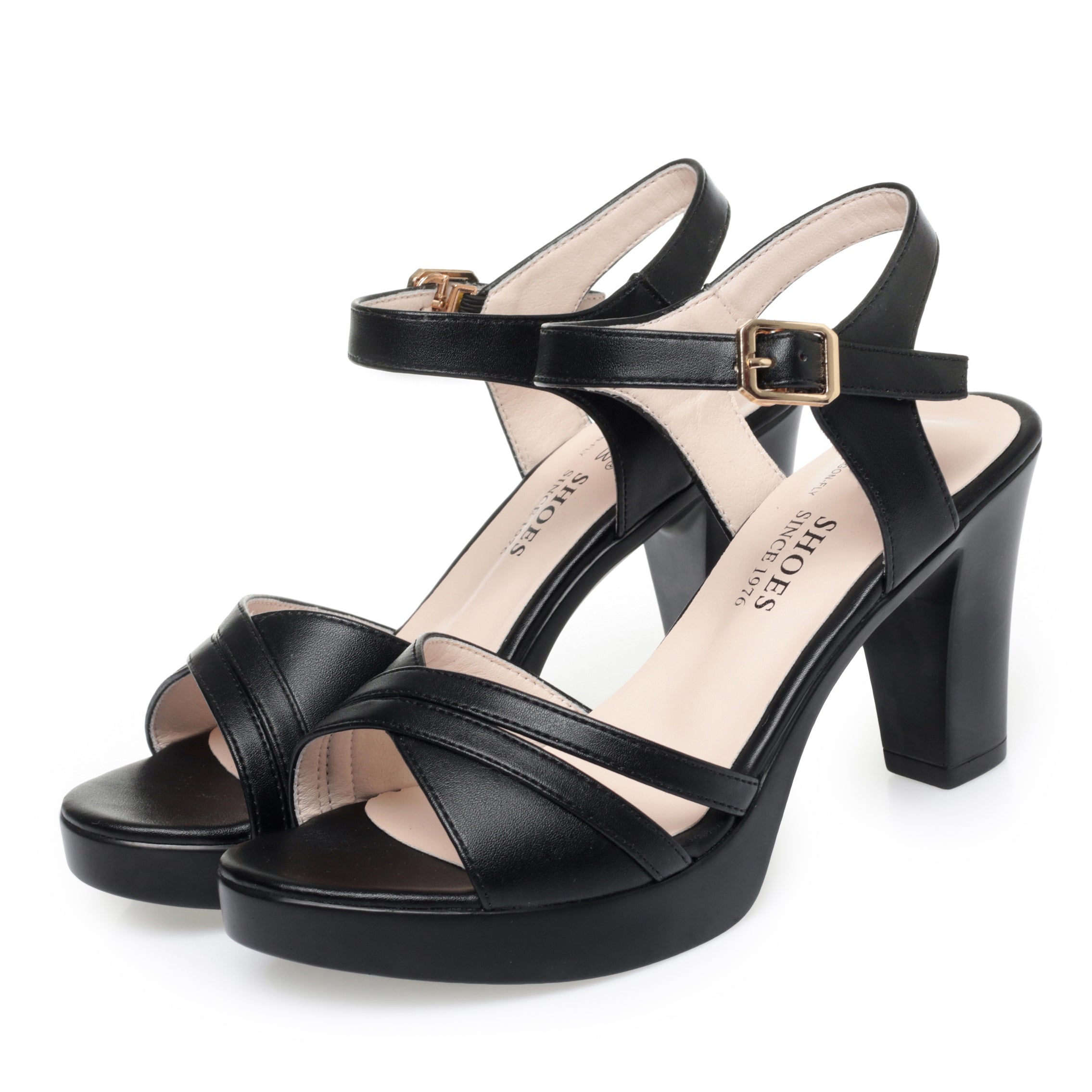 CUSHHIDE Women's Classic Heeled Sandals with Buckle Strap, 2.6-3.1-Inch Heel