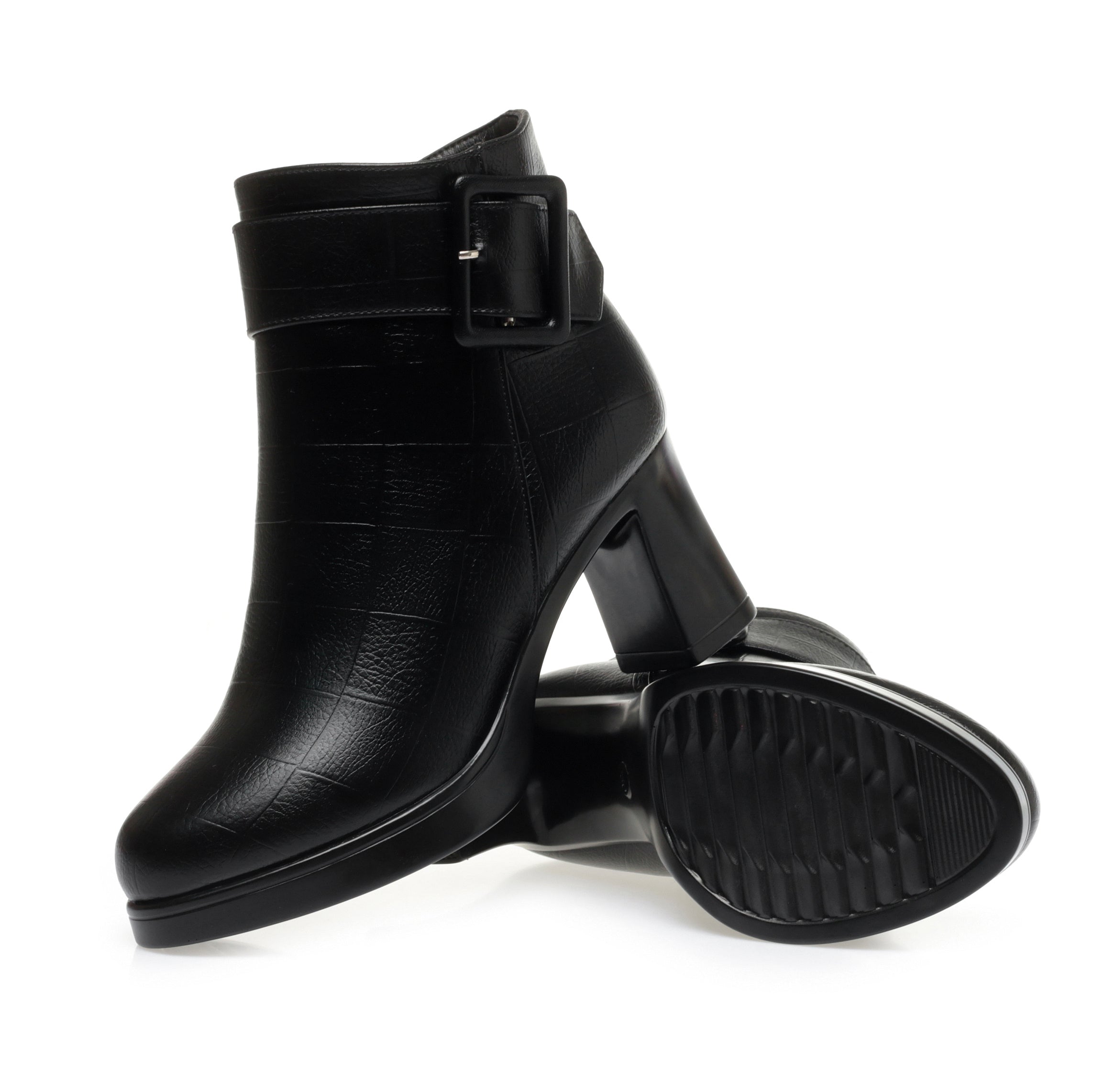 CUSHHIDE Women's Fleece-Lined Ankle Boots with Metal Buckle, 2.8-Inch Heel