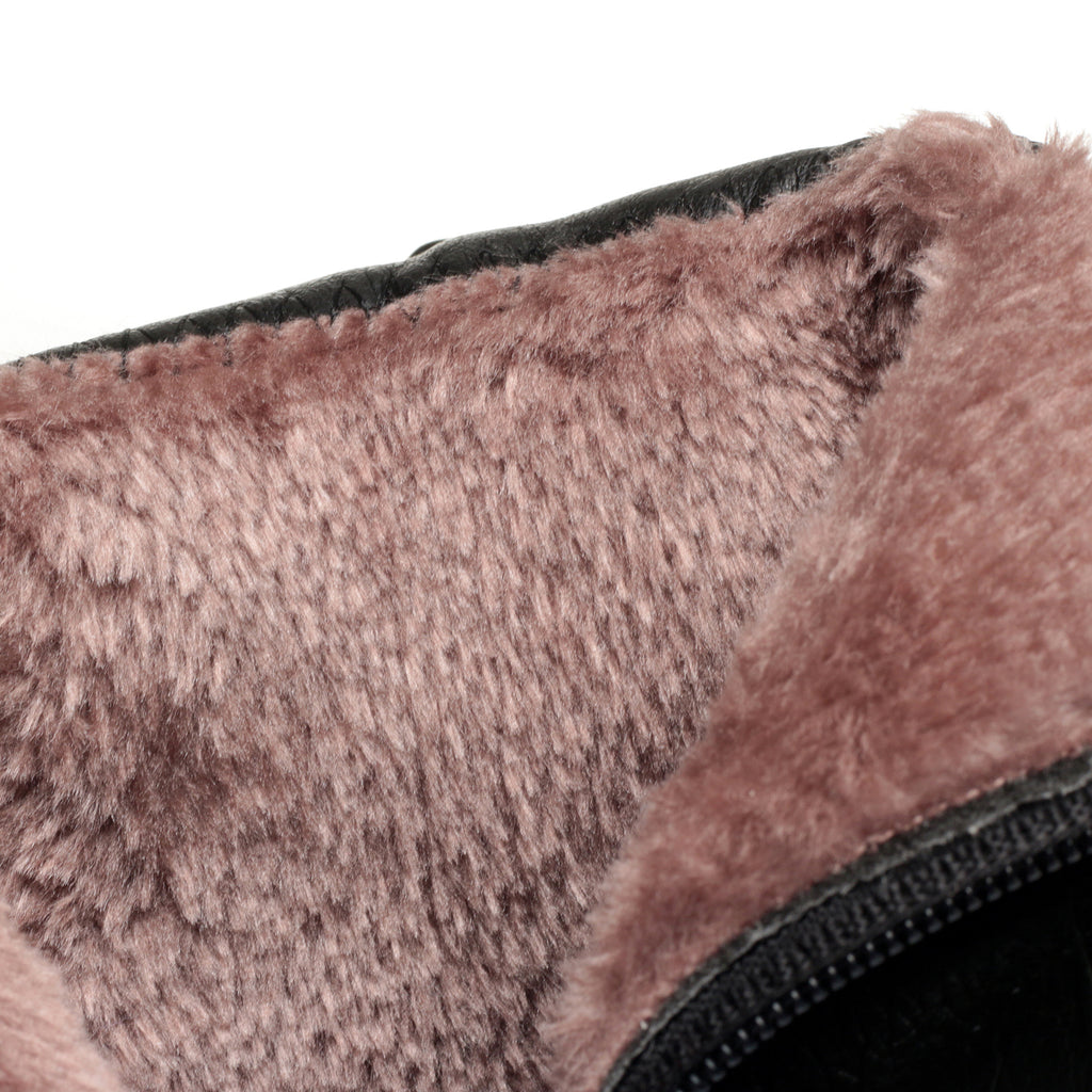 CUSHHIDE Women's Fleece-Lined Ankle Boots with Metal Buckle, 2.8-Inch Heel
