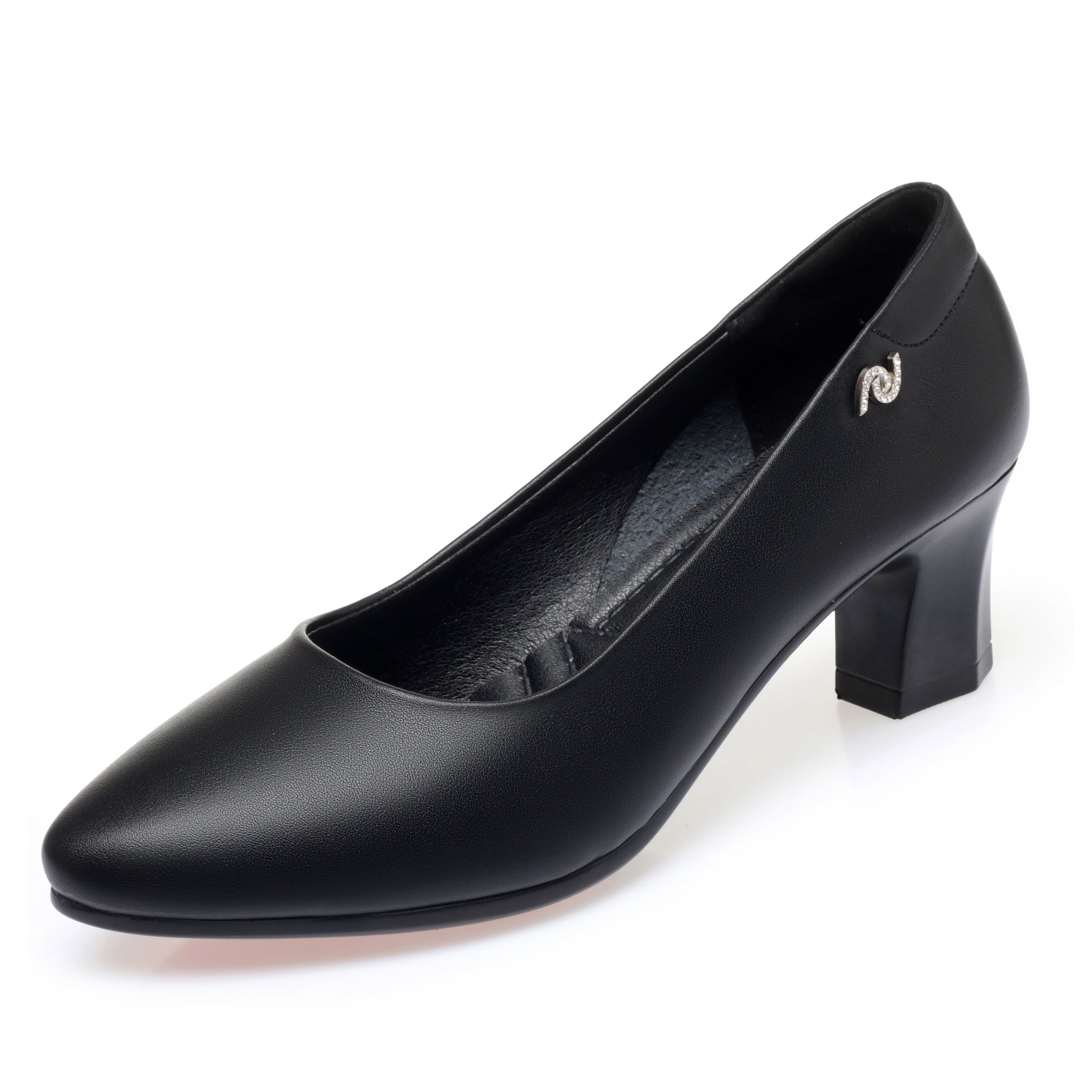 CUSHHIDE Women's Metal Buckle Block Heel Pumps, 2-Inch Heel