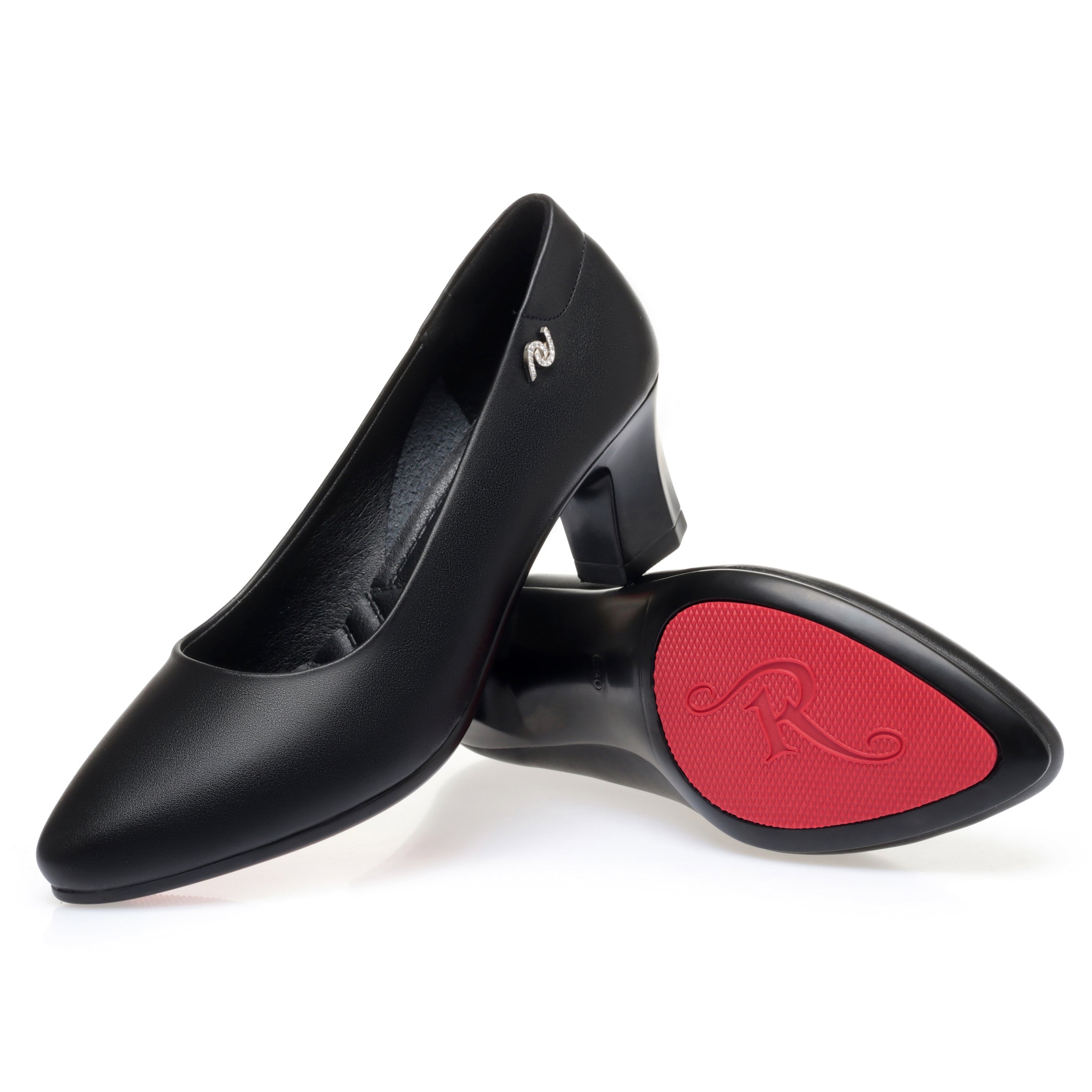 CUSHHIDE Women's Metal Buckle Block Heel Pumps, 2-Inch Heel