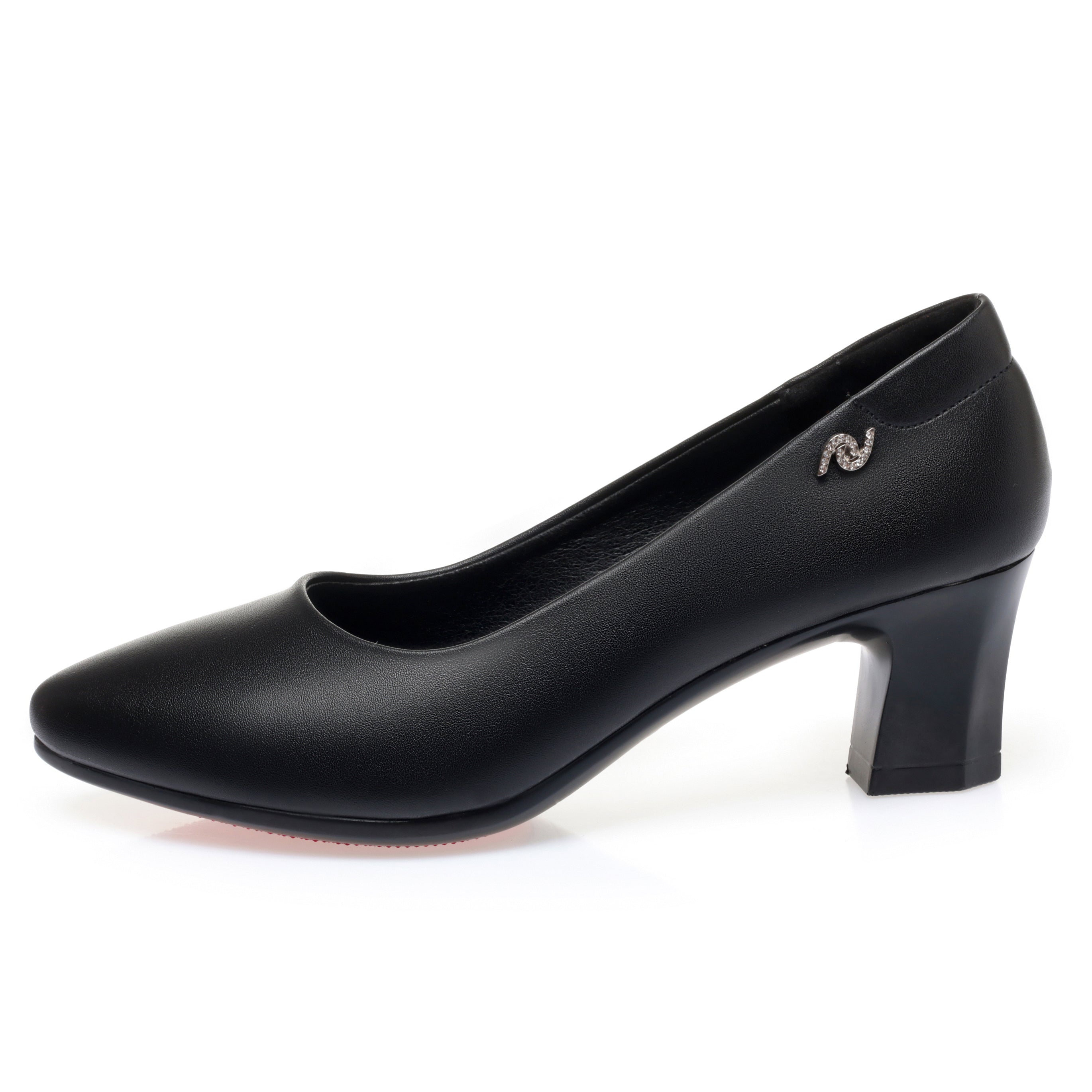 CUSHHIDE Women's Metal Buckle Block Heel Pumps, 2-Inch Heel