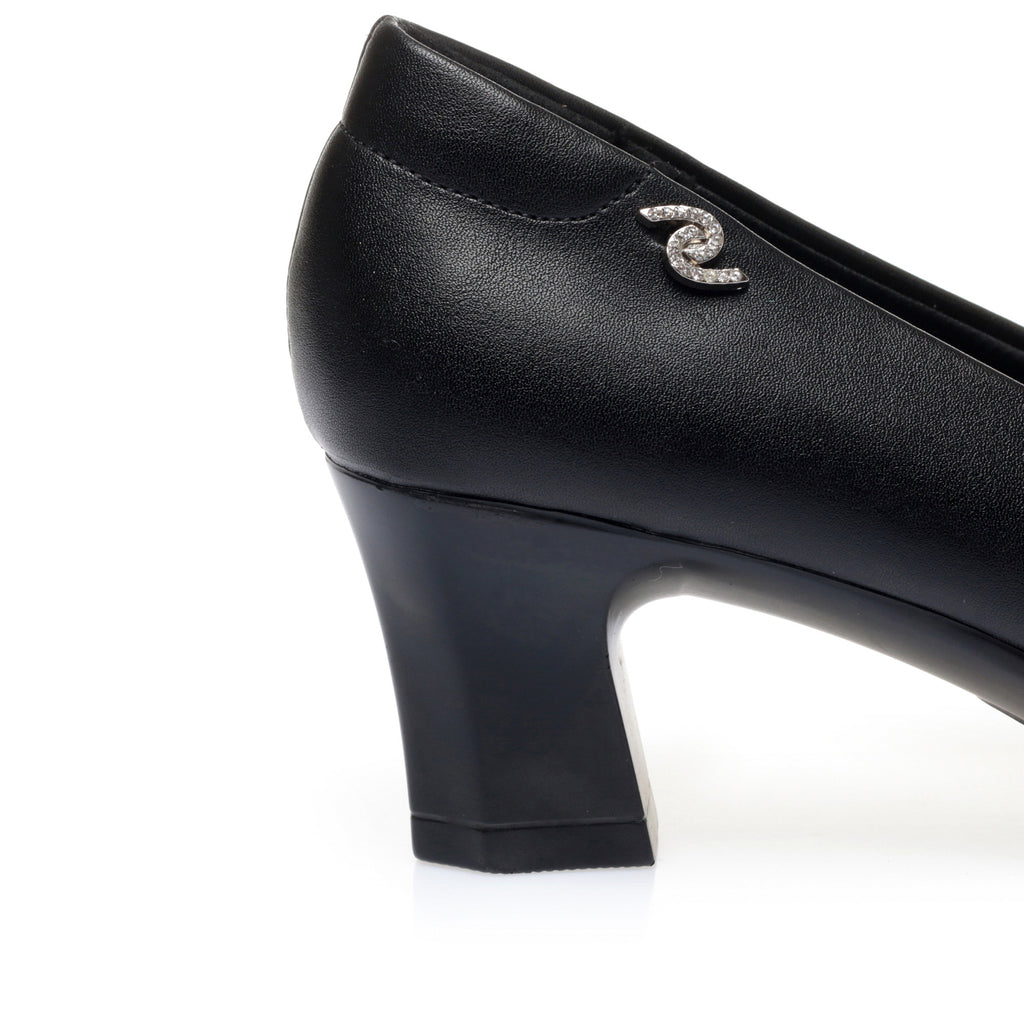 CUSHHIDE Women's Metal Buckle Block Heel Pumps, 2-Inch Heel