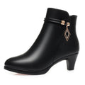CUSHHIDE Women's Fleece-Lined Ankle Boots with Metal Accent and Side Zipper