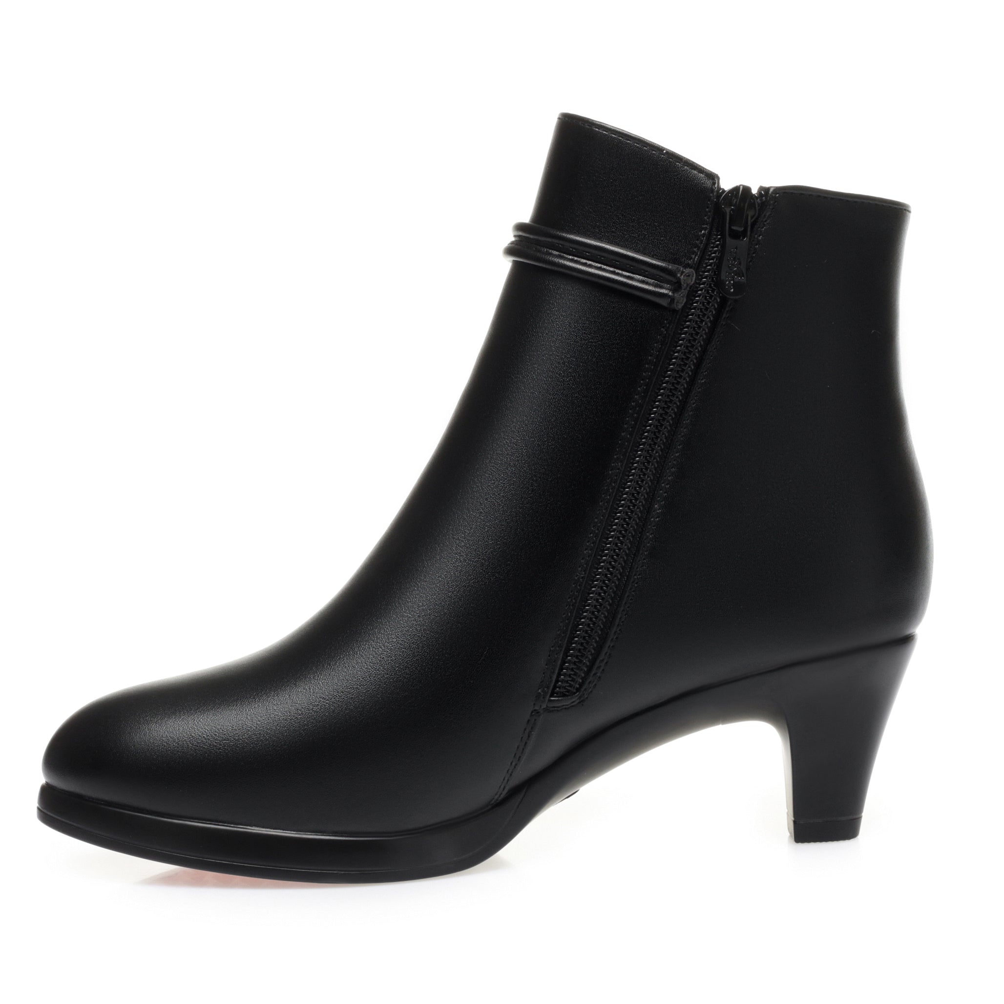CUSHHIDE Women's Fleece-Lined Ankle Boots with Metal Accent and Side Zipper