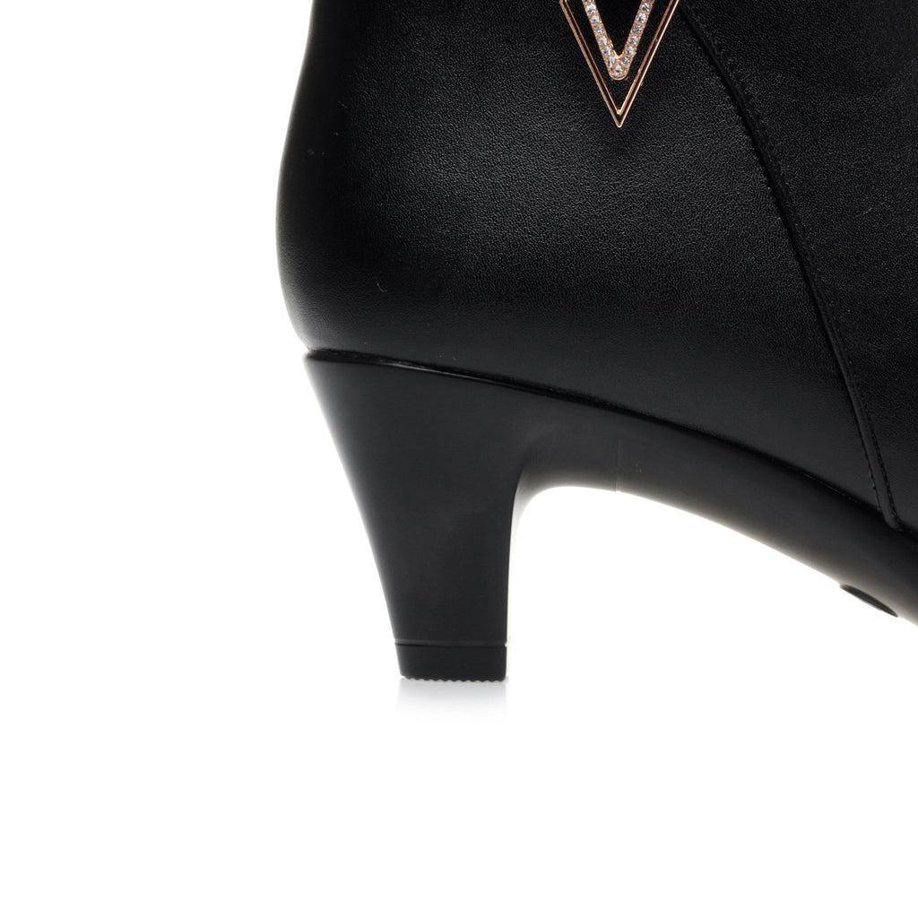 CUSHHIDE Women's Fleece-Lined Ankle Boots with Metal Accent and Side Zipper
