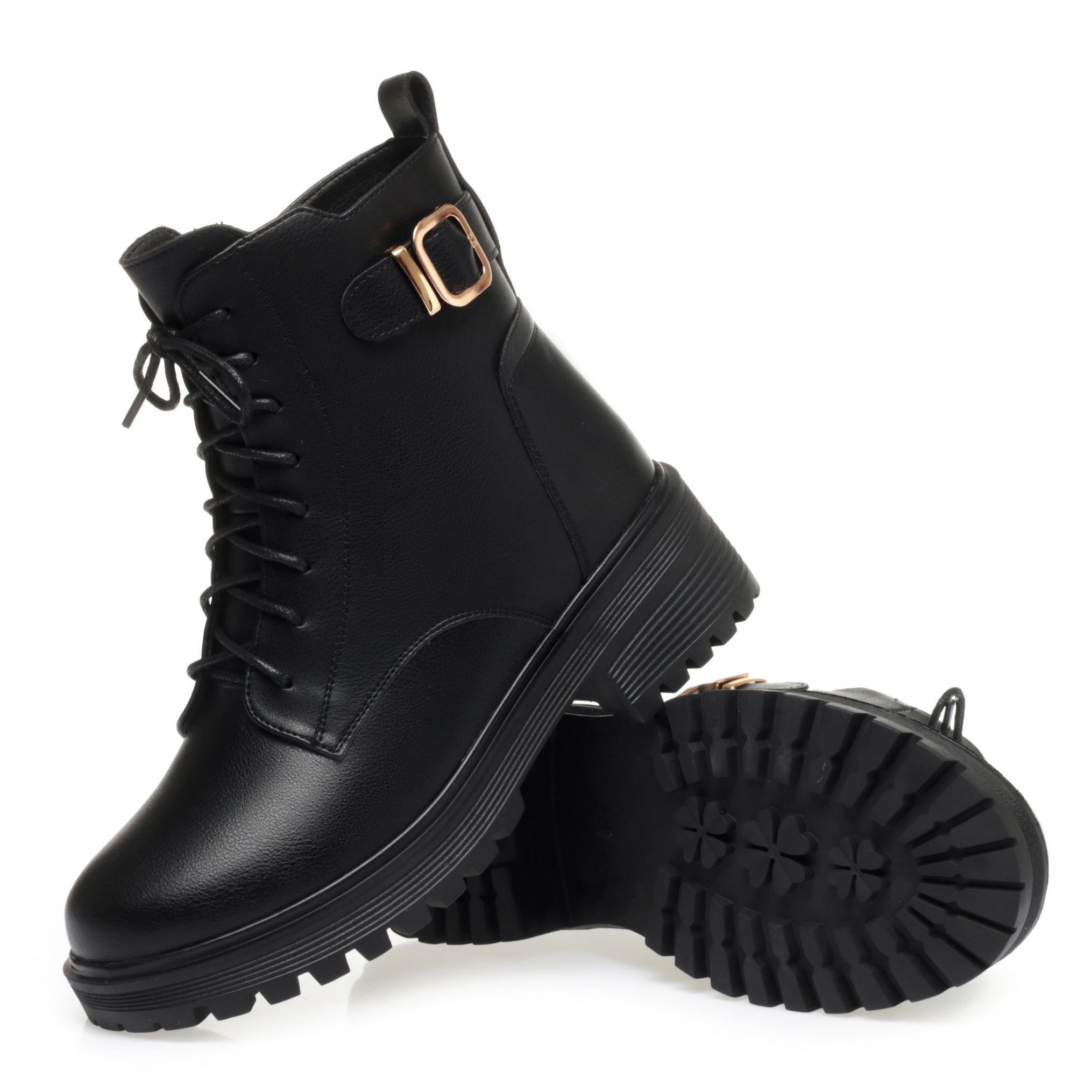 CUSHHIDE Women's Fleece-Lined Combat-Inspired Ankle Boots