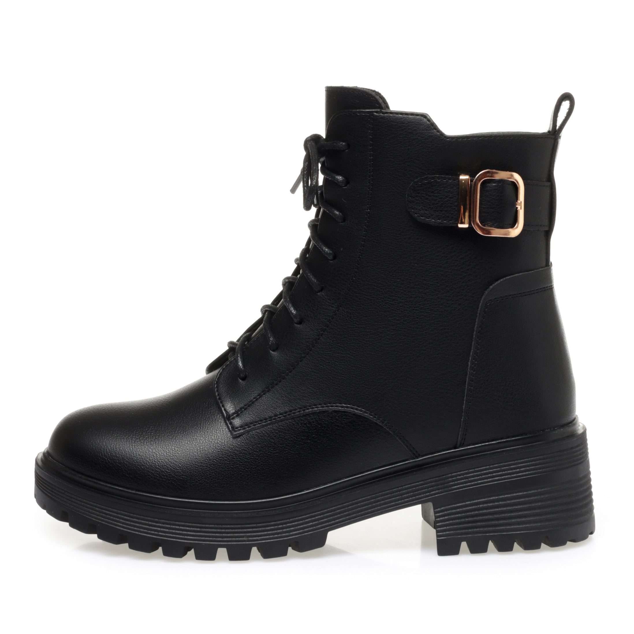 CUSHHIDE Women's Fleece-Lined Combat-Inspired Ankle Boots