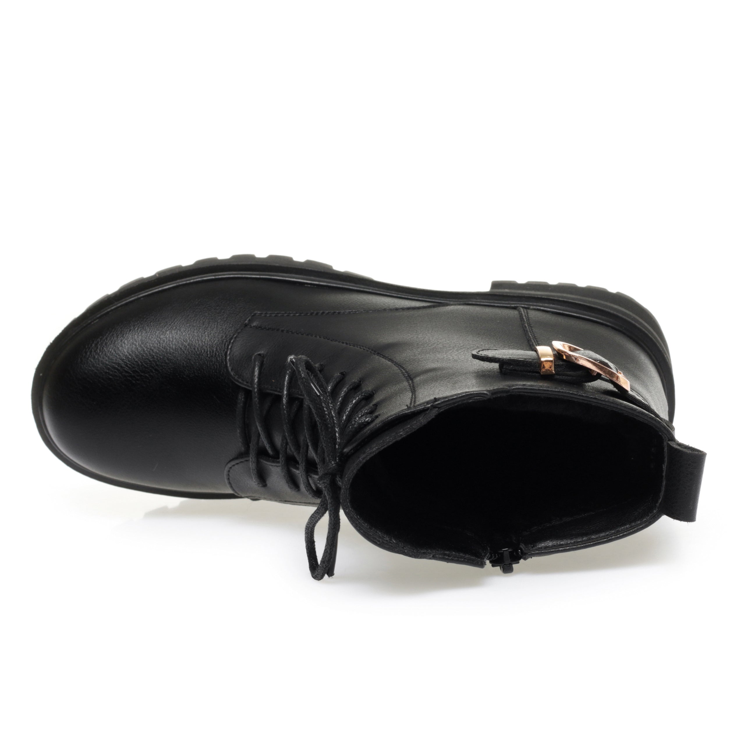 CUSHHIDE Women's Fleece-Lined Combat-Inspired Ankle Boots