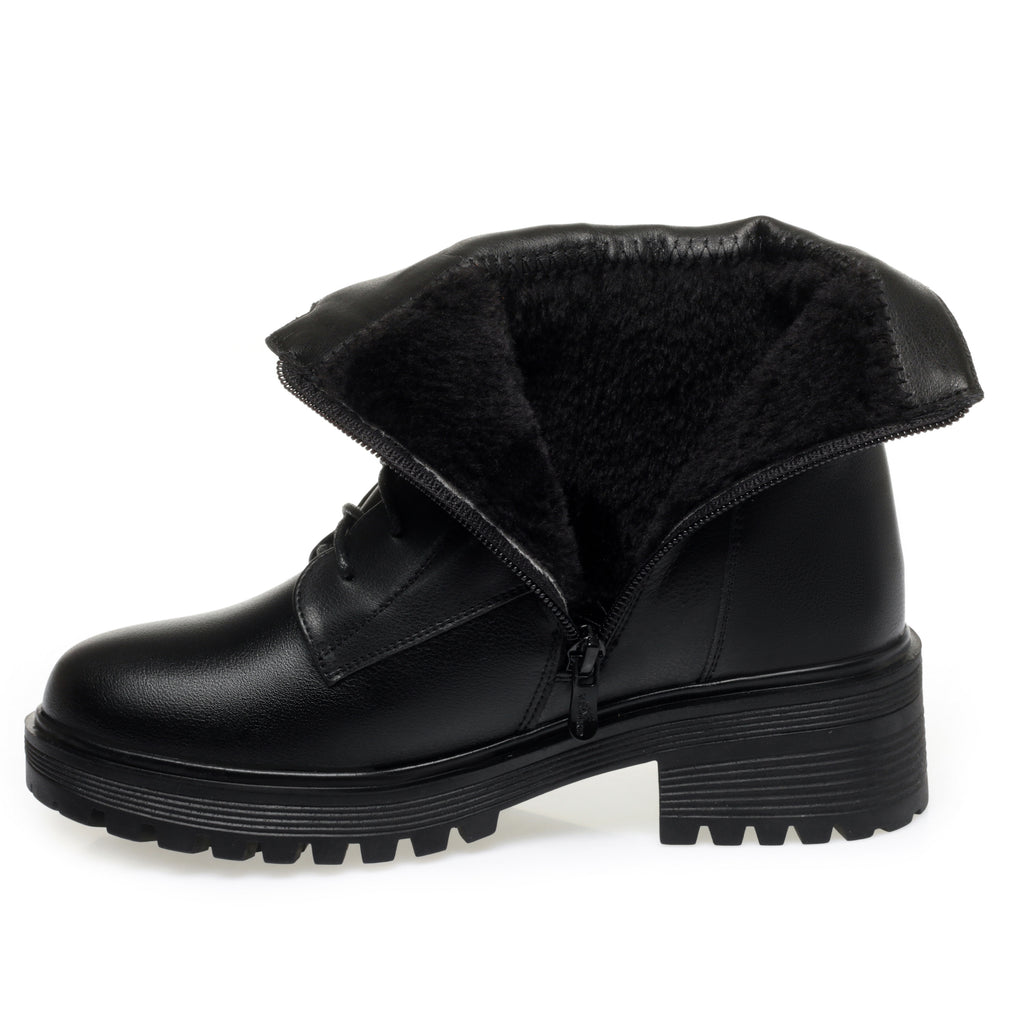CUSHHIDE Women's Fleece-Lined Combat-Inspired Ankle Boots