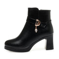 CUSHHIDE Women's Fleece-Lined Ankle Boots with Metal Accent, 2.8-Inch Heel