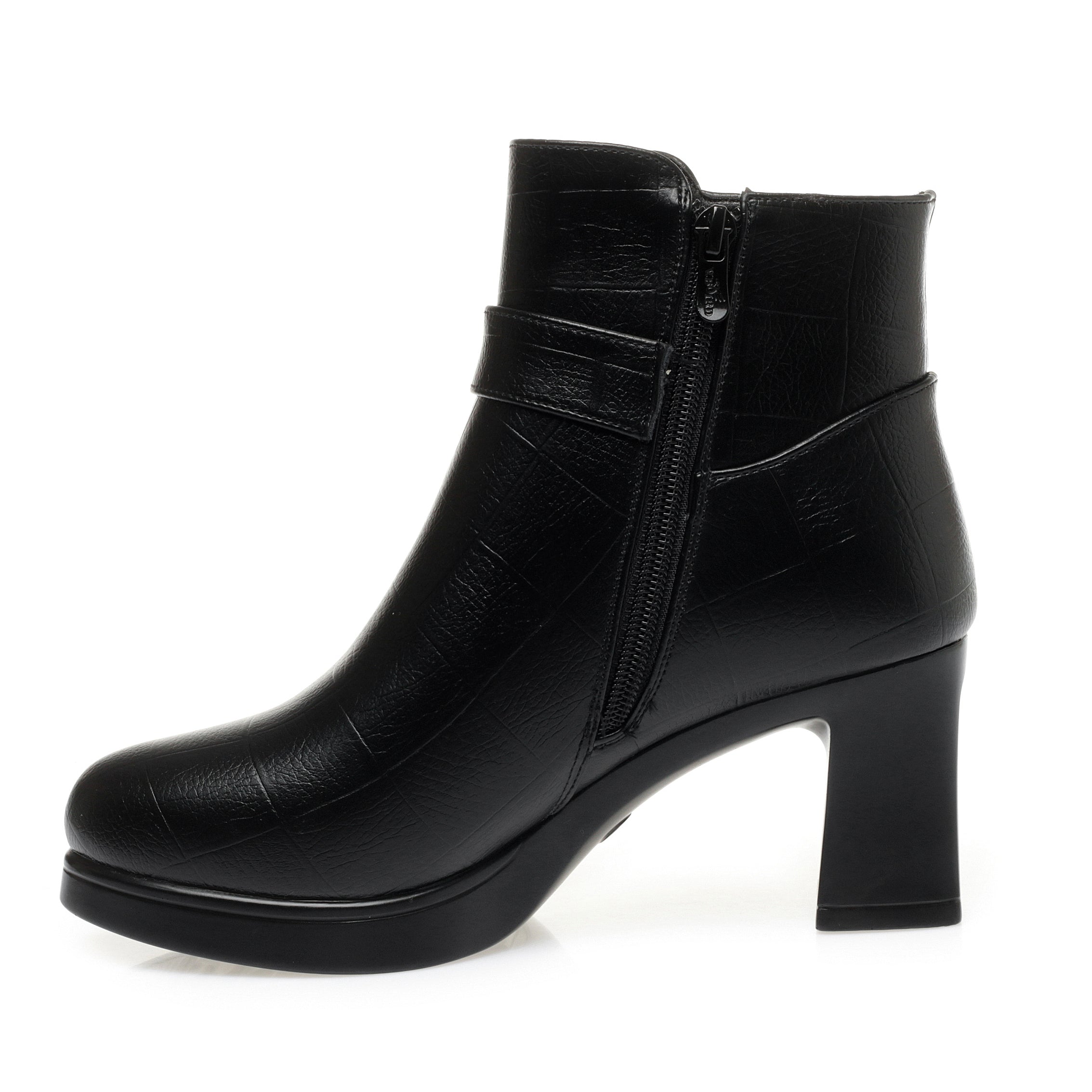 CUSHHIDE Women's Fleece-Lined Ankle Boots with Metal Accent, 2.8-Inch Heel