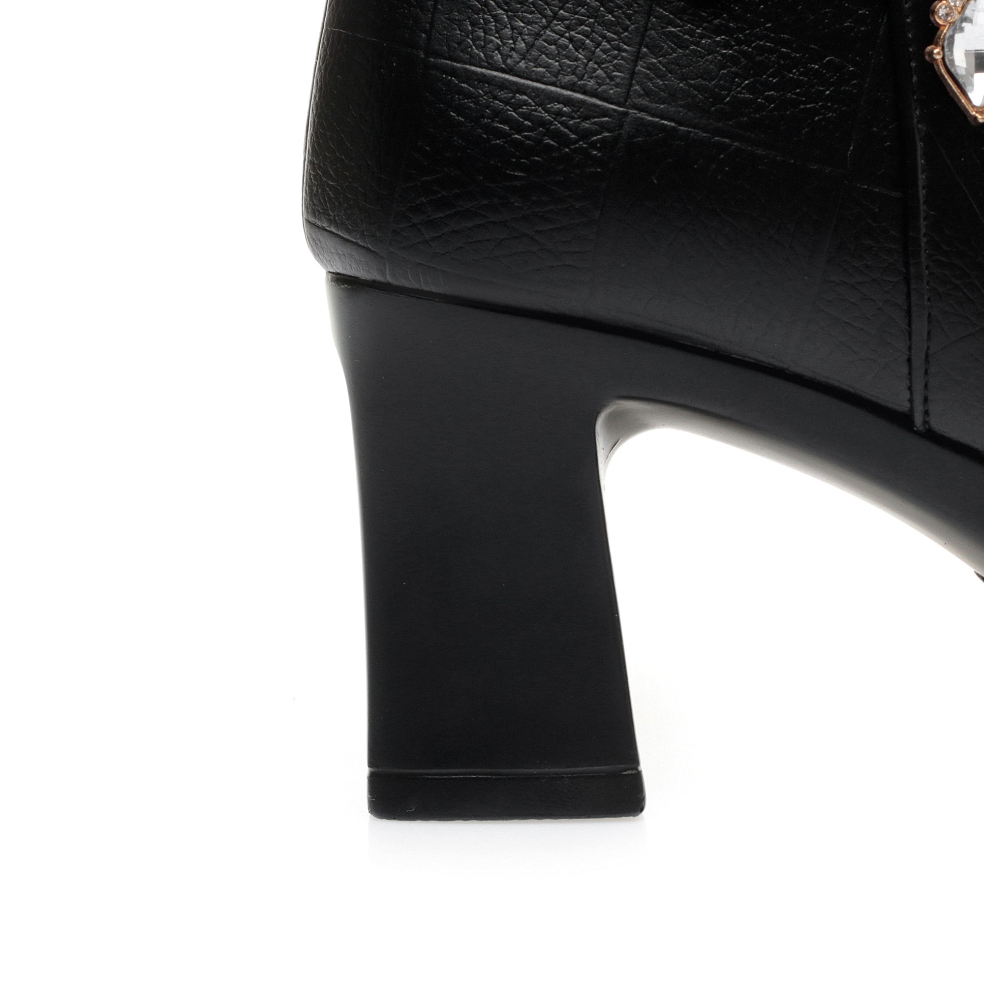 CUSHHIDE Women's Fleece-Lined Ankle Boots with Metal Accent, 2.8-Inch Heel