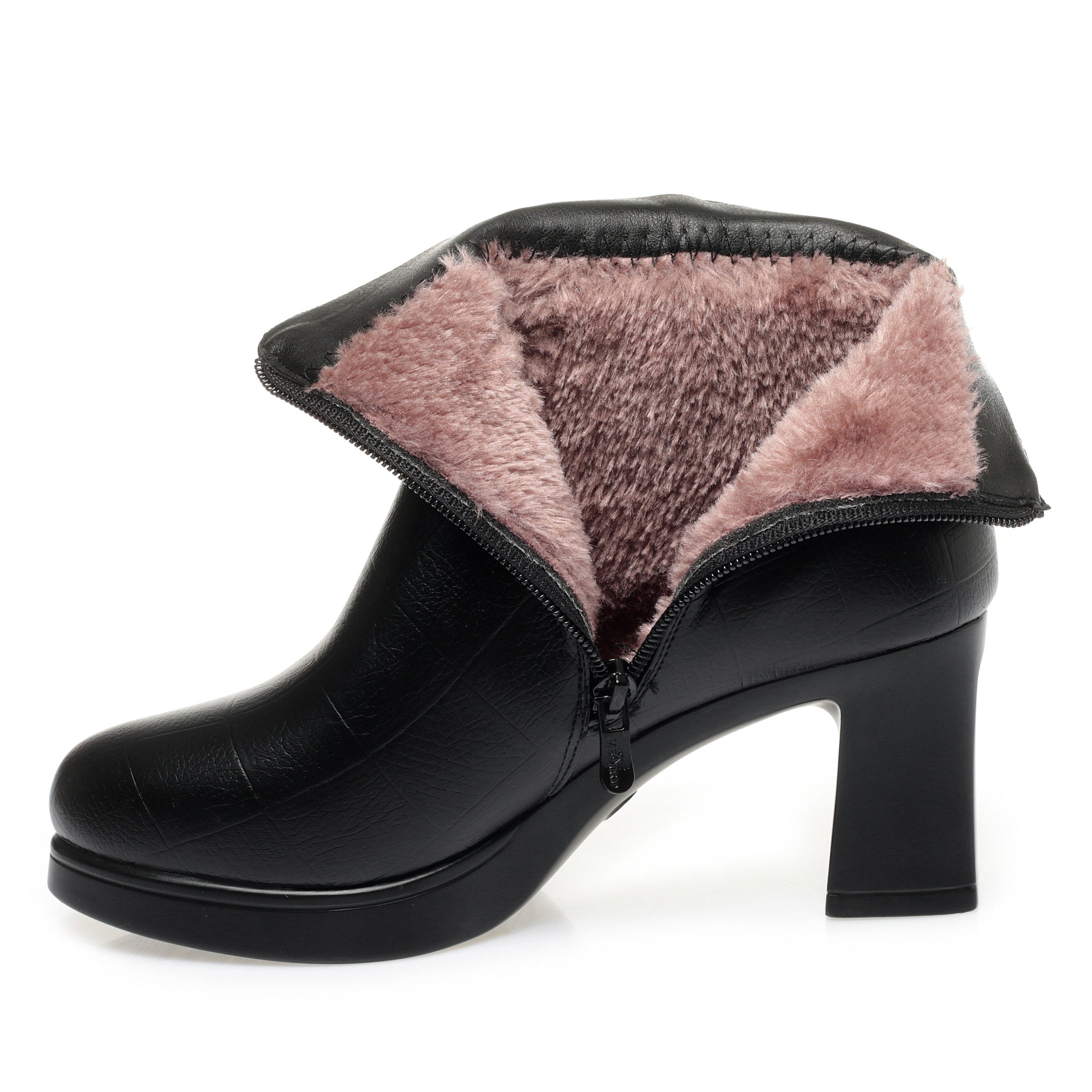 CUSHHIDE Women's Fleece-Lined Ankle Boots with Metal Accent, 2.8-Inch Heel