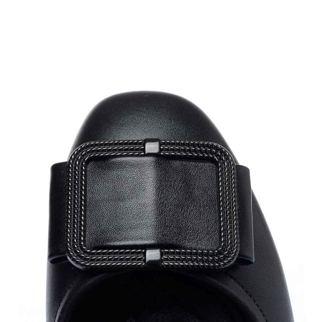 CUSHHIDE Women's Metal Buckle Block Heel Pumps, 1.6-Inch Heel