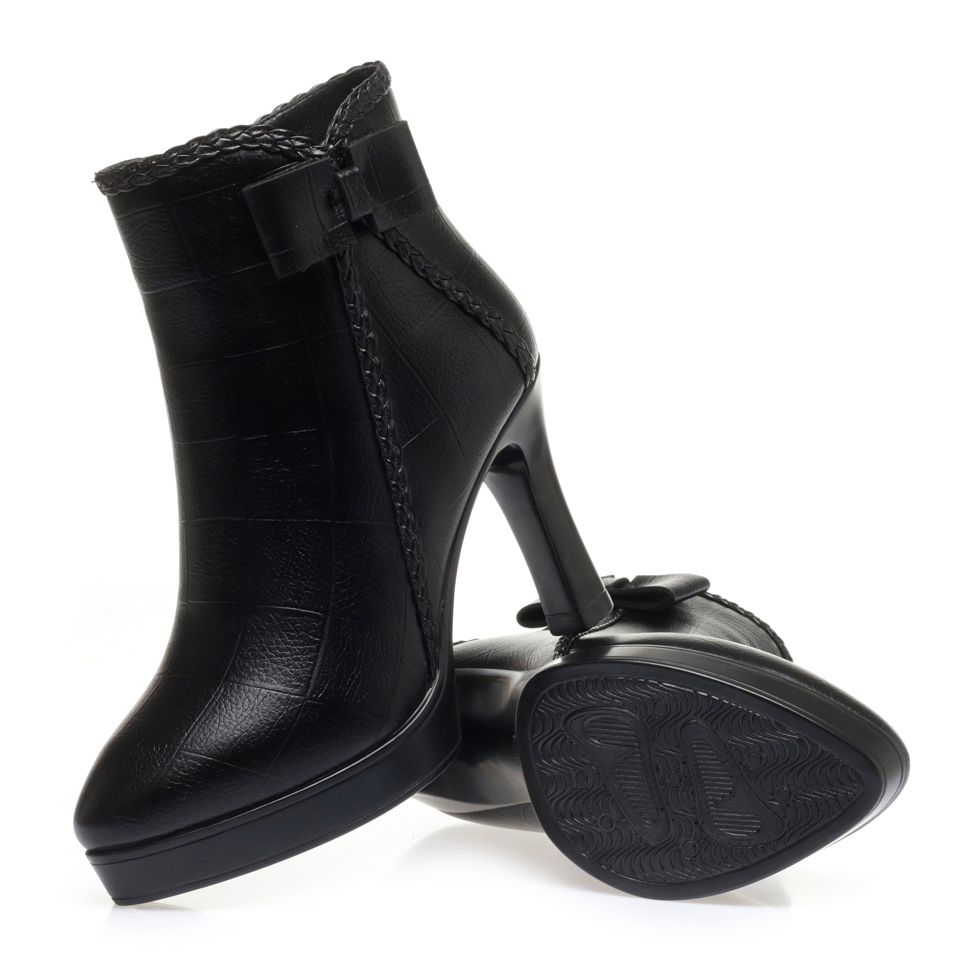 CUSHHIDE Women's Fleece-Lined Ankle Boots with Bow Detail