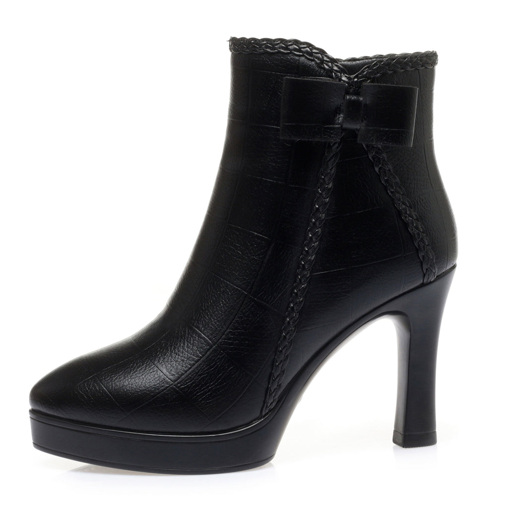 CUSHHIDE Women's Fleece-Lined Ankle Boots with Bow Detail
