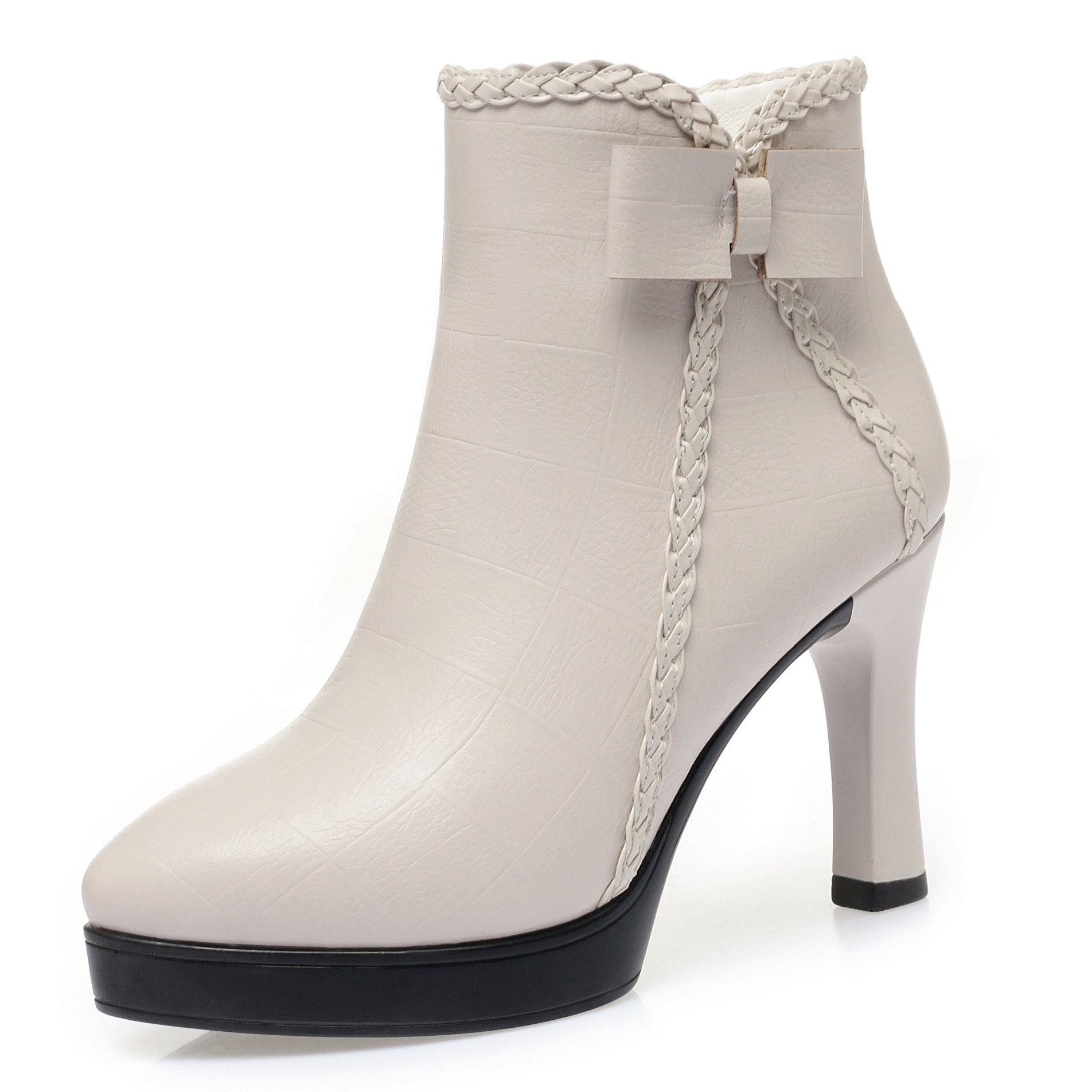 CUSHHIDE Women's Fleece-Lined Ankle Boots with Bow Detail
