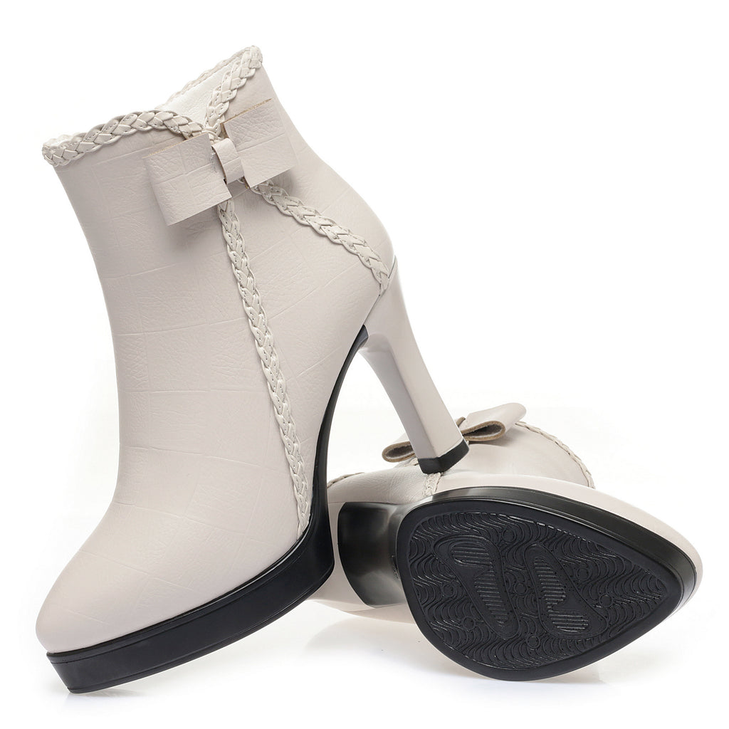CUSHHIDE Women's Fleece-Lined Ankle Boots with Bow Detail