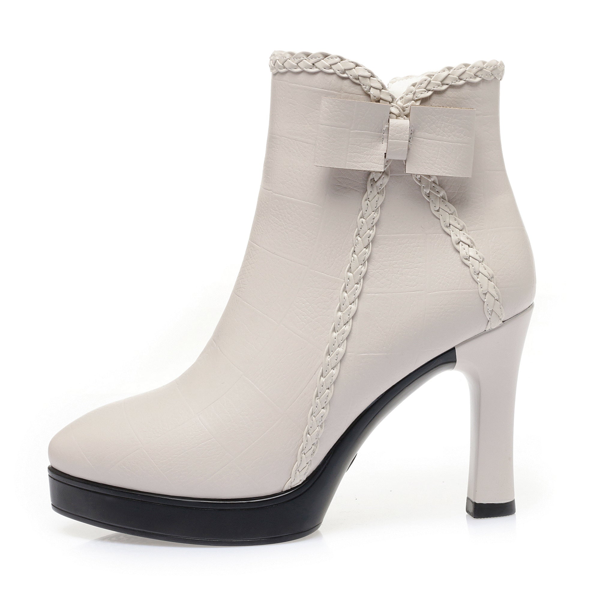 CUSHHIDE Women's Fleece-Lined Ankle Boots with Bow Detail
