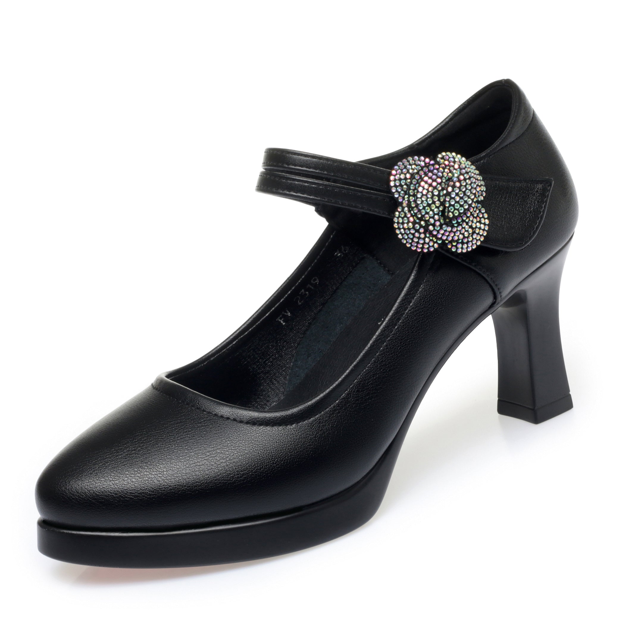 CUSHHIDE Women's Floral Mary Jane Heels, 2.8-3.5-Inch Heel