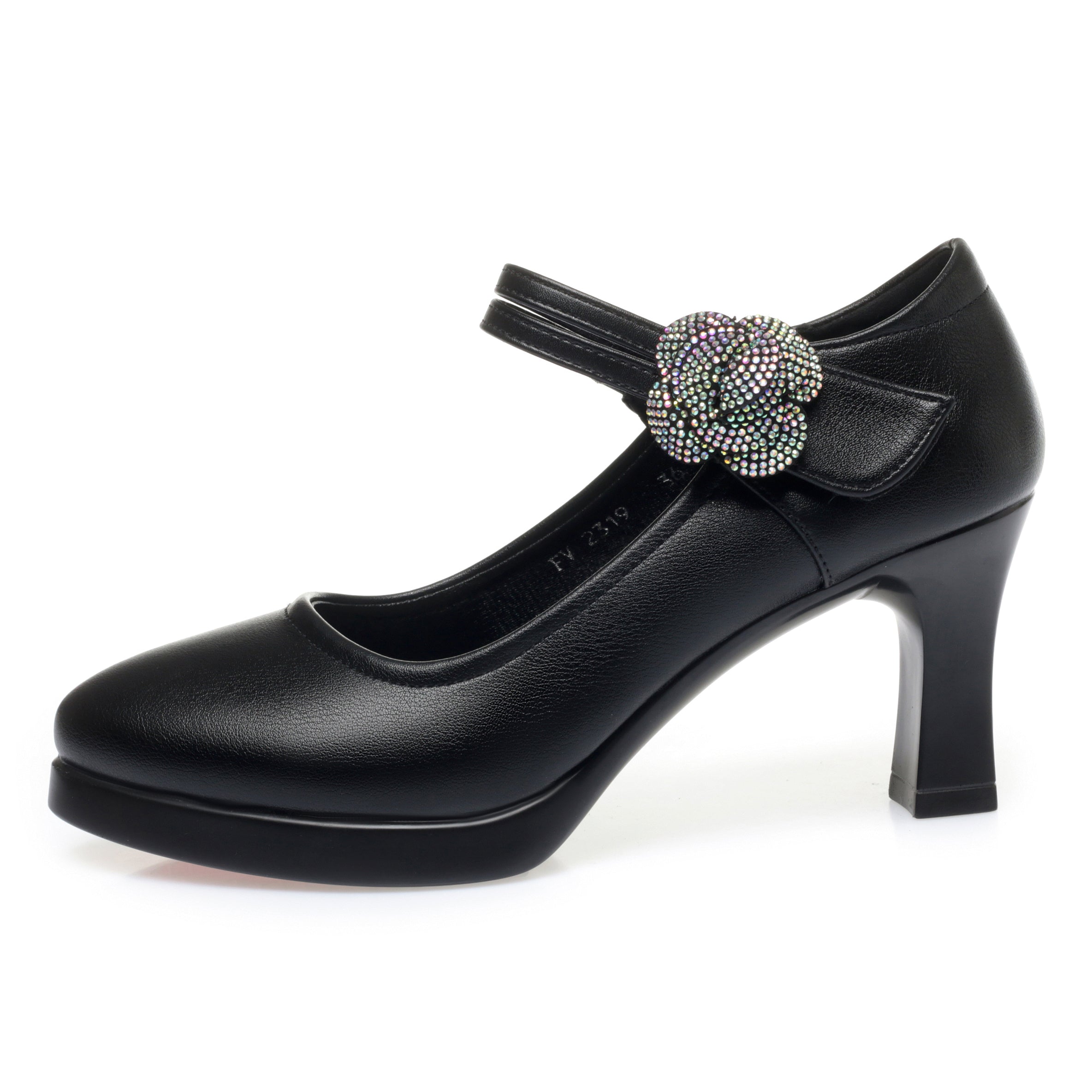 CUSHHIDE Women's Floral Mary Jane Heels, 2.8-3.5-Inch Heel