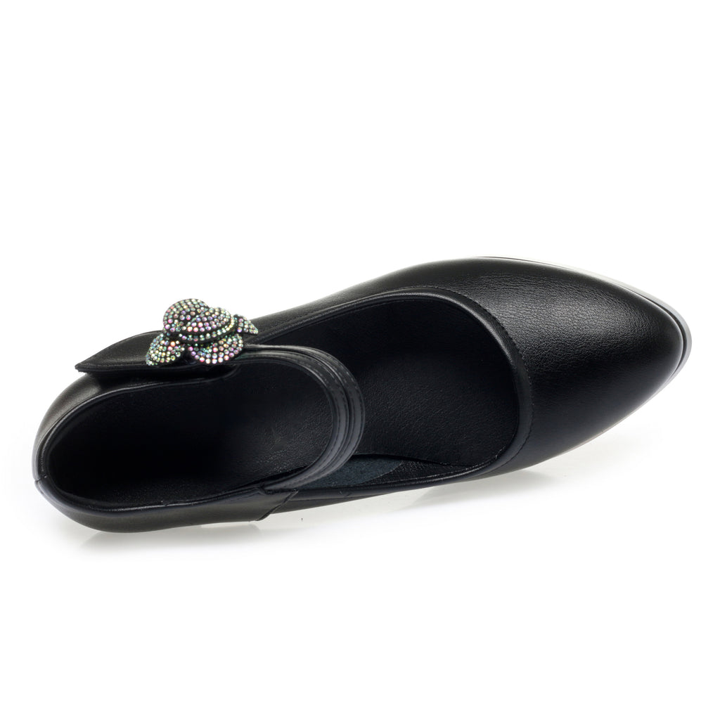 CUSHHIDE Women's Floral Mary Jane Heels, 2.8-3.5-Inch Heel