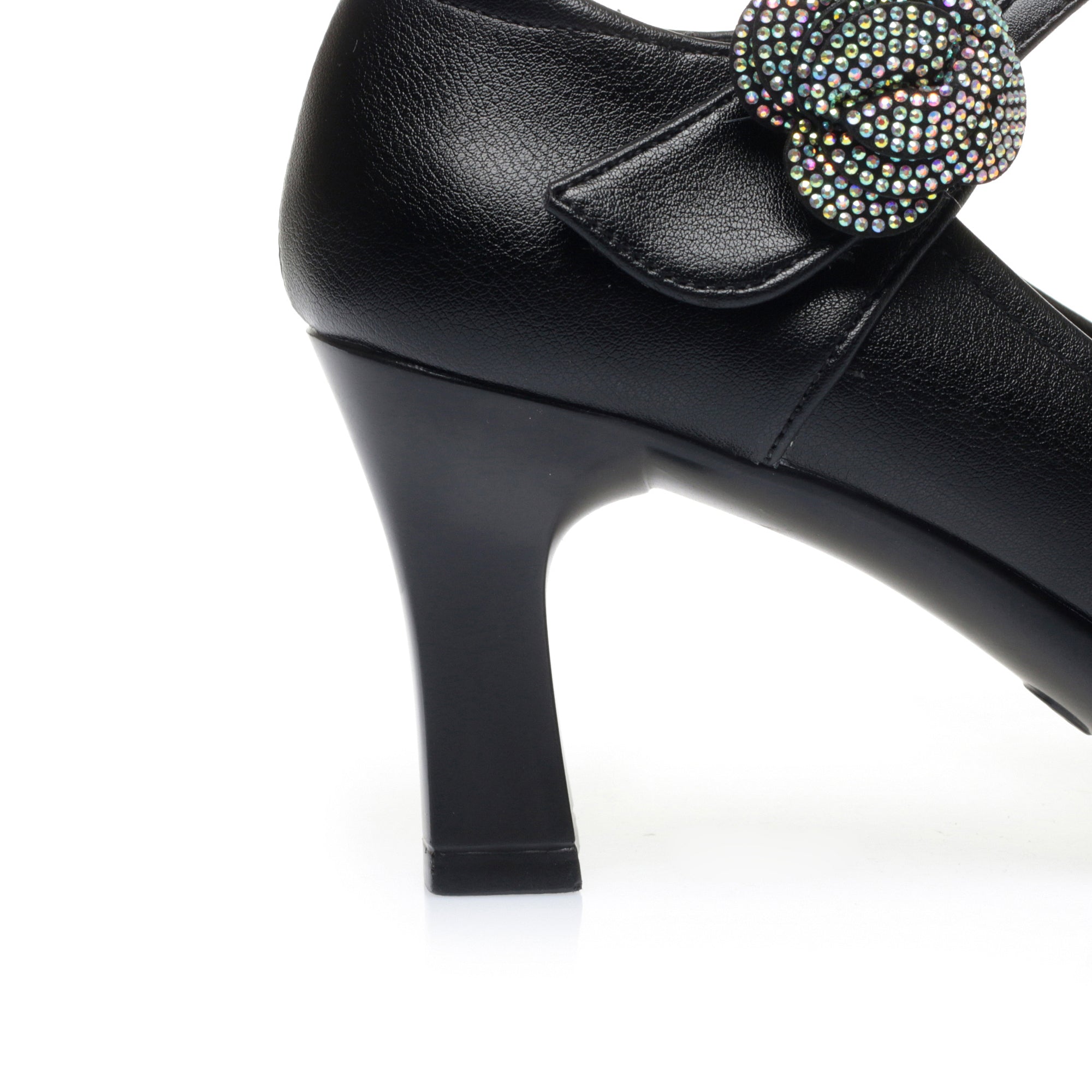 CUSHHIDE Women's Floral Mary Jane Heels, 2.8-3.5-Inch Heel