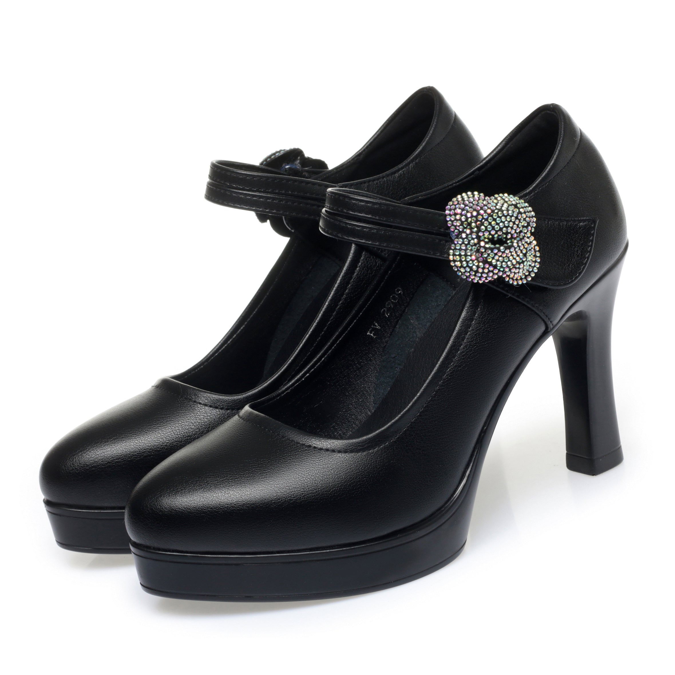 CUSHHIDE Women's Floral Mary Jane Heels, 2.8-3.5-Inch Heel