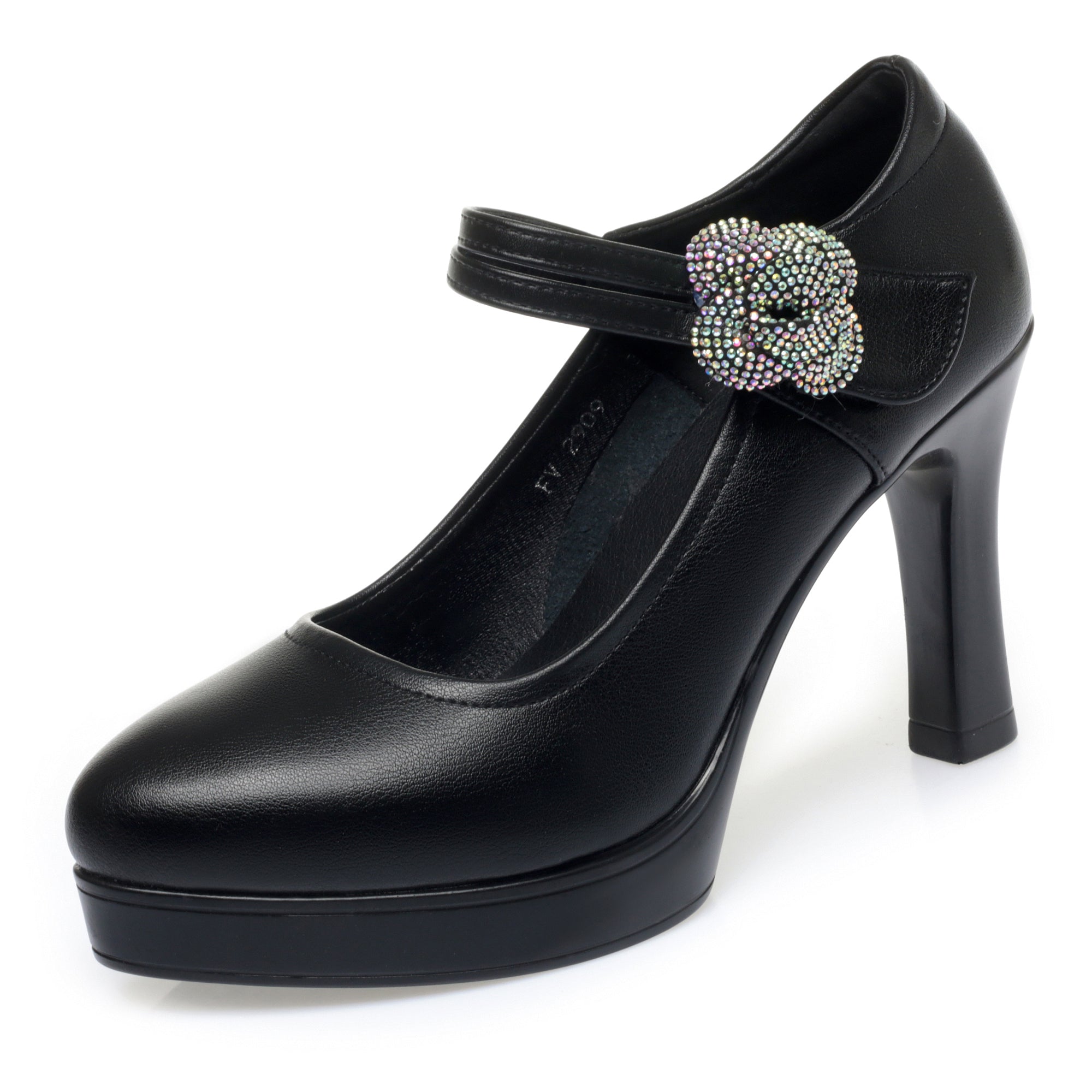 CUSHHIDE Women's Floral Mary Jane Heels, 2.8-3.5-Inch Heel