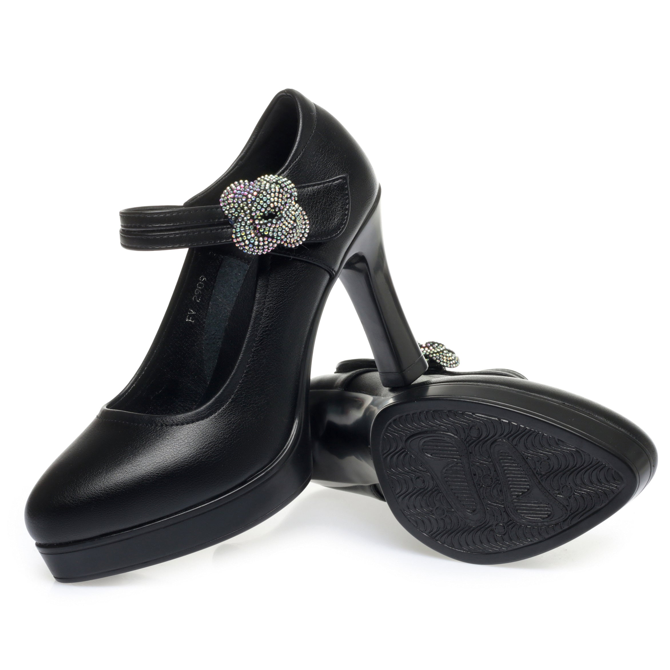 CUSHHIDE Women's Floral Mary Jane Heels, 2.8-3.5-Inch Heel