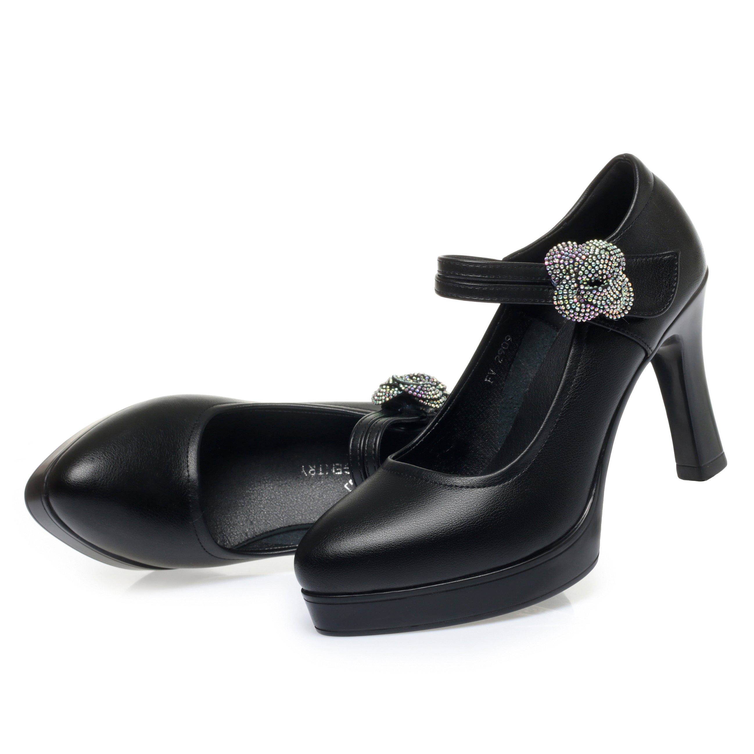CUSHHIDE Women's Floral Mary Jane Heels, 2.8-3.5-Inch Heel