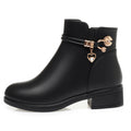 CUSHHIDE Women's Fleece-Lined Ankle Boots with Metal Accent, 1.6-Inch Heel