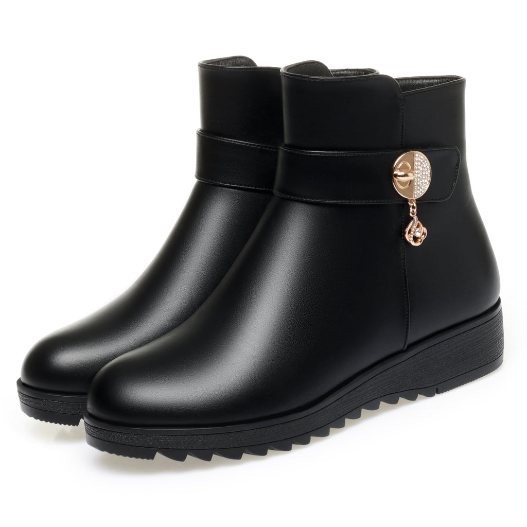 CUSHHIDE Women's Ankle Boots with Metal Accent, 1.4-Inch Heel