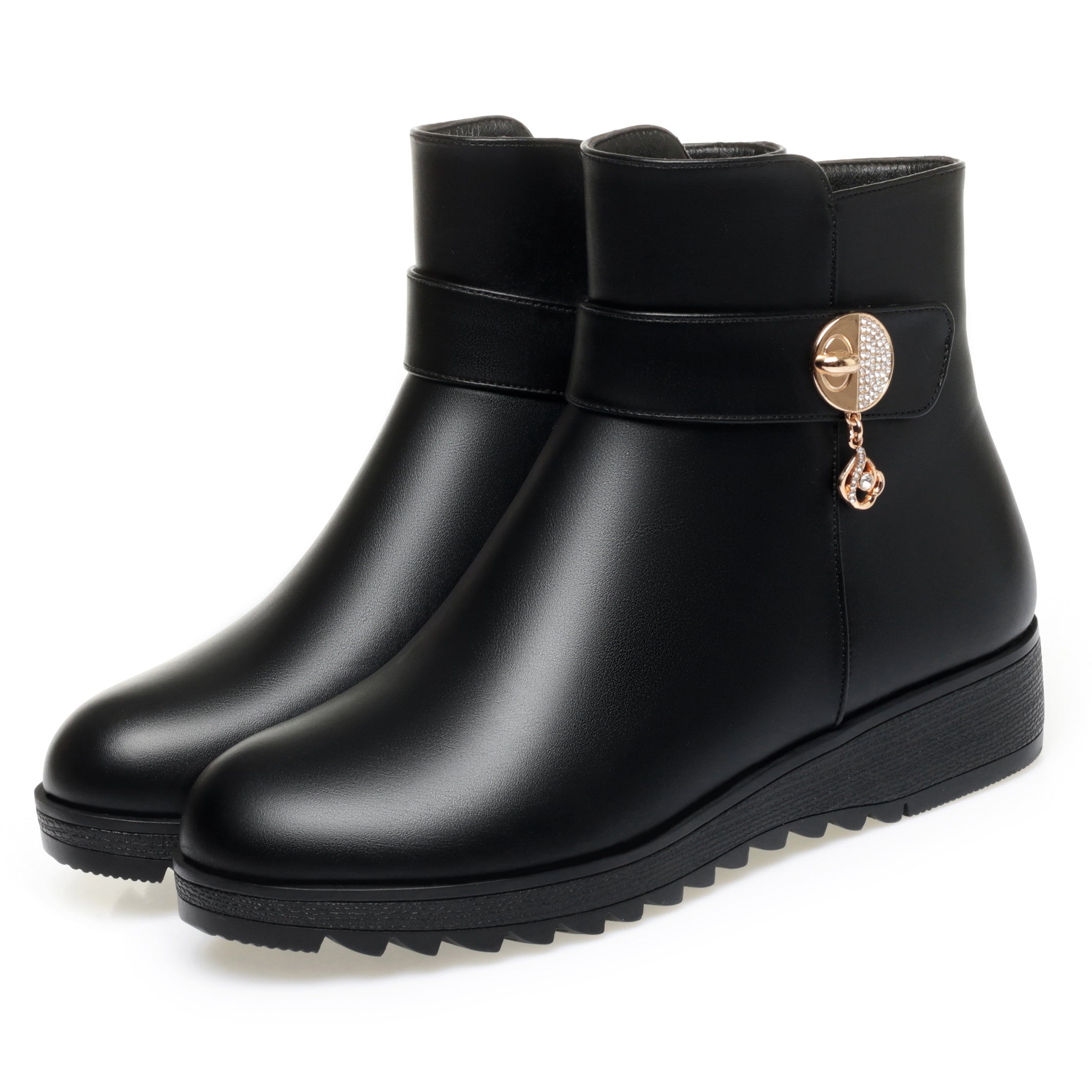 CUSHHIDE Women's Ankle Boots with Metal Accent, 1.4-Inch Heel