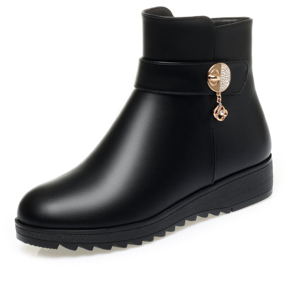CUSHHIDE Women's Ankle Boots with Metal Accent, 1.4-Inch Heel