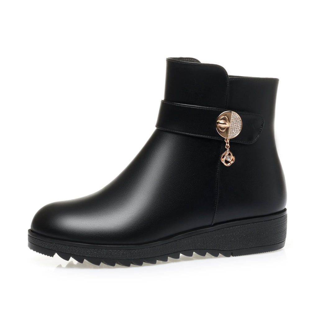 CUSHHIDE Women's Ankle Boots with Metal Accent, 1.4-Inch Heel